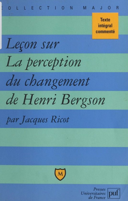 Leçon sur La perception du changement, de Henri Bergson - cover