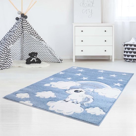 Individualiteit nerveus worden Absoluut Kindertapijt Omid Pony Blauw Vloerkleed - 80x150- Kinderkamer - Babykamer -  Baby -... | bol.com