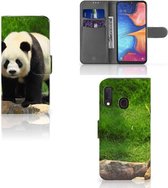 Bookcase Cover Geschikt voor Samsung Galaxy A20e Telefoonhoesje met Pasjes Panda