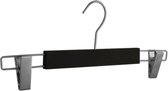 De Kledinghanger Gigant - 50 x Rok / broekhanger kunststof soft-touch zwart met anti-slip knijpers, 36 cm
