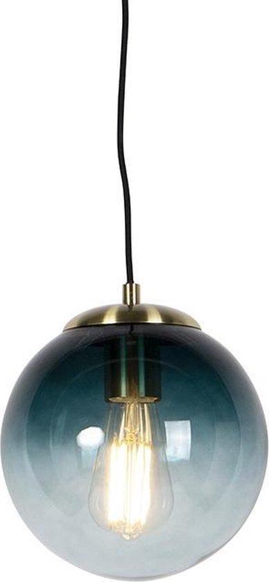 QAZQA pallon - Art Deco Hanglamp - 1 lichts - Ø 200 mm - Blauw - Woonkamer  |... | bol.com