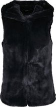 Dames Hooded Faux Fur Vest zwart