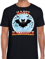 Happy Halloween vleermuis verkleed t-shirt zwart voor heren M