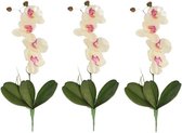 3x Roze/wit Orchidee/Phalaenopsis kunstplant 44 cm voor binnen - kunstplanten/nepplanten/binnenplanten