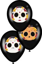 PARTYPRO - 6 zwarte latex Dia de los Muertos ballonnen