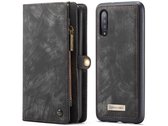 Samsung Galaxy A70 Bookcase hoesje - CaseMe - Effen Zwart - Leer - Portemonnee met 11 Vakjes voor Pasjes en Ritsvak