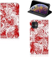 Geschikt voor iPhone 11 Mobiel BookCase Angel Skull Red