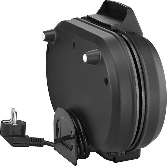 Zwarte Unold pancakemaker met kabel en stekker aan de achterzijde.