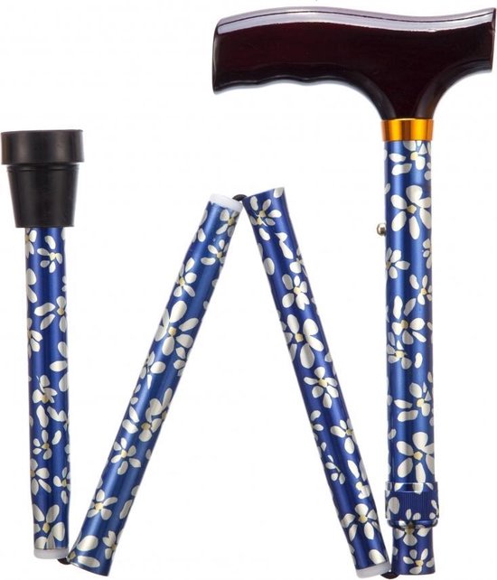 Opvouwbare wandelstok - gebloemd 74 - 84 cm