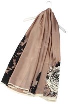 Lange dames sjaal Lucious Rose|Lange shawl|Zijden sjaal|Rozen print|Poederroze coffee