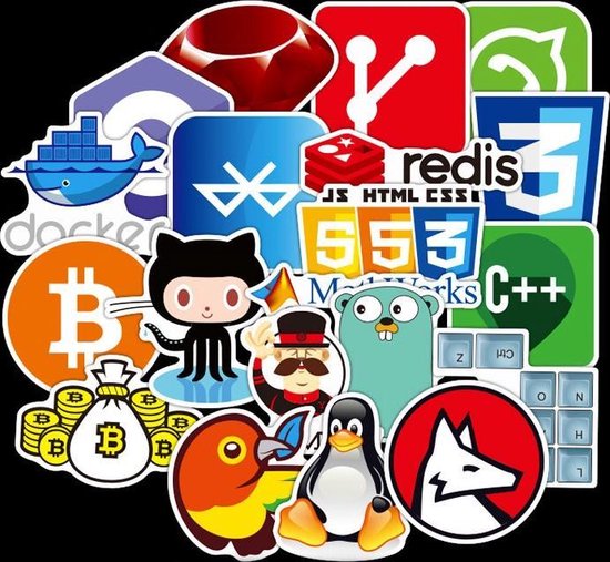 108 coole laptop stickers ICT developer programmer Java C++ Php Docker Github
