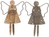 Kersthangers - Wooden angel hanger 8.5x7.5cm 1pc Mixed