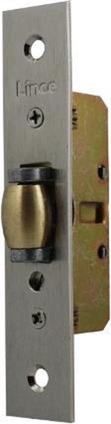 Een Lince roestvrijstalen slot met verzinkte behuizing en messing rol. Het slot is 116mm lang.