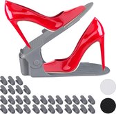 Relaxdays 32x schoenen organizer - verstelbaar - schoenen opbergsysteem – opberger grijs