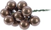 Opal Natural Combi Kerstballen - Transbox A 144 Glass Baubles On Wire Enamel Cashmere Brown Dia 2cm