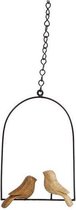 Decoratiehangers - Decoratie Vogelkooi/vogels Metaal/mangohout 22x15,5x12cm