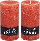 2x bougies cylindriques rustiques orange / bougies piliers 7 x 13 cm 60 heures de combustion