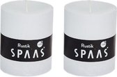2x Witte rustieke cilinderkaarsen/stompkaarsen 7 x 8 cm 30 branduren - Geurloze kaarsen - Woondecoraties
