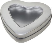 Boîte de rangement coeur argenté / boîte de rangement 13 cm avec fenêtre - Emballage cadeau Boîte de rangement argentée