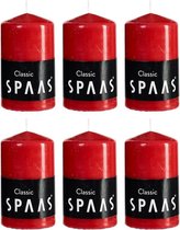 6x Rode cilinderkaarsen/stompkaarsen 6 x 10 cm 25 branduren - Geurloze kaarsen - Woondecoraties