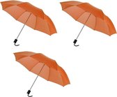 3x Kleine paraplu oranje 93 cm - compacte paraplu