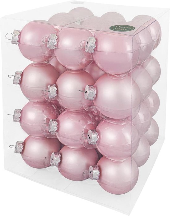 Decosy Glas Kerstballen - 6cm - Box 36 Stuks - Powder Pink Combi
