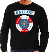 Zeeman/sailor verkleed sweater zwart voor heren - maritiem carnaval / feest trui kleding / kostuum S