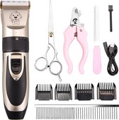 Dieren Tondeuse Set met NAGELKNIPPER! - inclusief Accu en 4 Opzetkammen - Scheerapparaat Voor Honden - Katten - Trimmer - Oplaadbaar - Draadloos - Low Noise