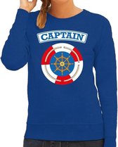 Kapitein/captain verkleed sweater blauw voor dames - maritiem carnaval / feest trui kleding / kostuum XL