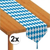 Oktoberfest - 2x Oktoberfest/Bierfeest beieren tafellopers 183 cm - Feestartikelen tafel decoratie - Versiering blauw/wit