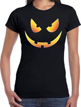 Halloween Scary face verkleed t-shirt zwart voor dames XS