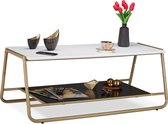 Relaxdays design salontafel goud - bijzettafel - koffietafel - 110 cm breed - wit