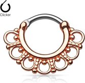 Tribal Fan Rosé gold plated Septum Clicker
