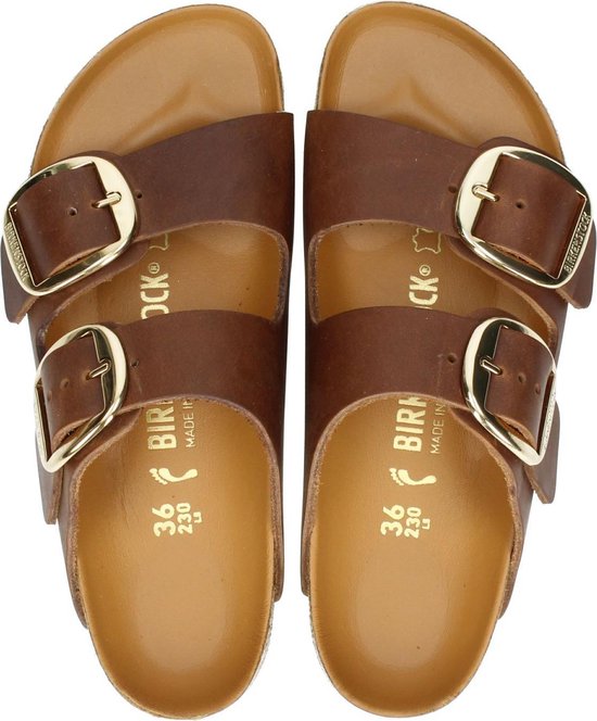 Birkenstock Arizona Big Buckle Leather Cognac Slippers