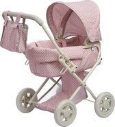 Teamson Kids Luxe Poppenwagen Voor Babypoppen - Accessoires Voor Poppen - Kinderspeelgoed - Roze/Grijs/Polka Dot