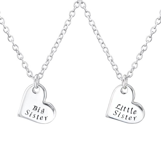 zilveren kinderkettingen groot/klein zusje, big-little-sister | sisters ketting meisje | Sterling 925 Silver (Echt zilver)