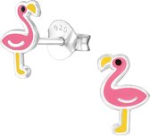 zilveren kinderoorbellen in de vorm van een flamingo |  Oorbellen meisje | Kinderoorbellen meisje zilver | Zilverana