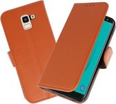 Bruin booktype wallet case Hoesje voor Samsung Galaxy J6 2018