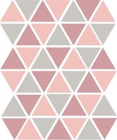 Driehoek muurstickers licht grijs en roze - 45 stuks - 4.5x4.5cm