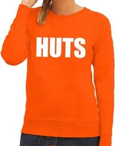 Huts fun tekst sweater sweater oranje dames - Oranje kleding voor dames XS