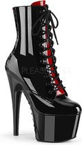 Pleaser - ADORE-1020FH Plateau Laarzen, Paaldans schoenen - Paaldans schoenen - 38 Shoes - Zwart/Rood