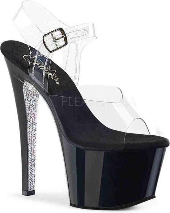 Pleaser Sandale avec bride à la cheville -41 Chaussures- SKY-308CRS US 11 Noir / Argent