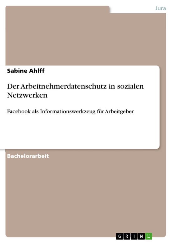 Der Arbeitnehmerdatenschutz in sozialen Netzwerken - cover