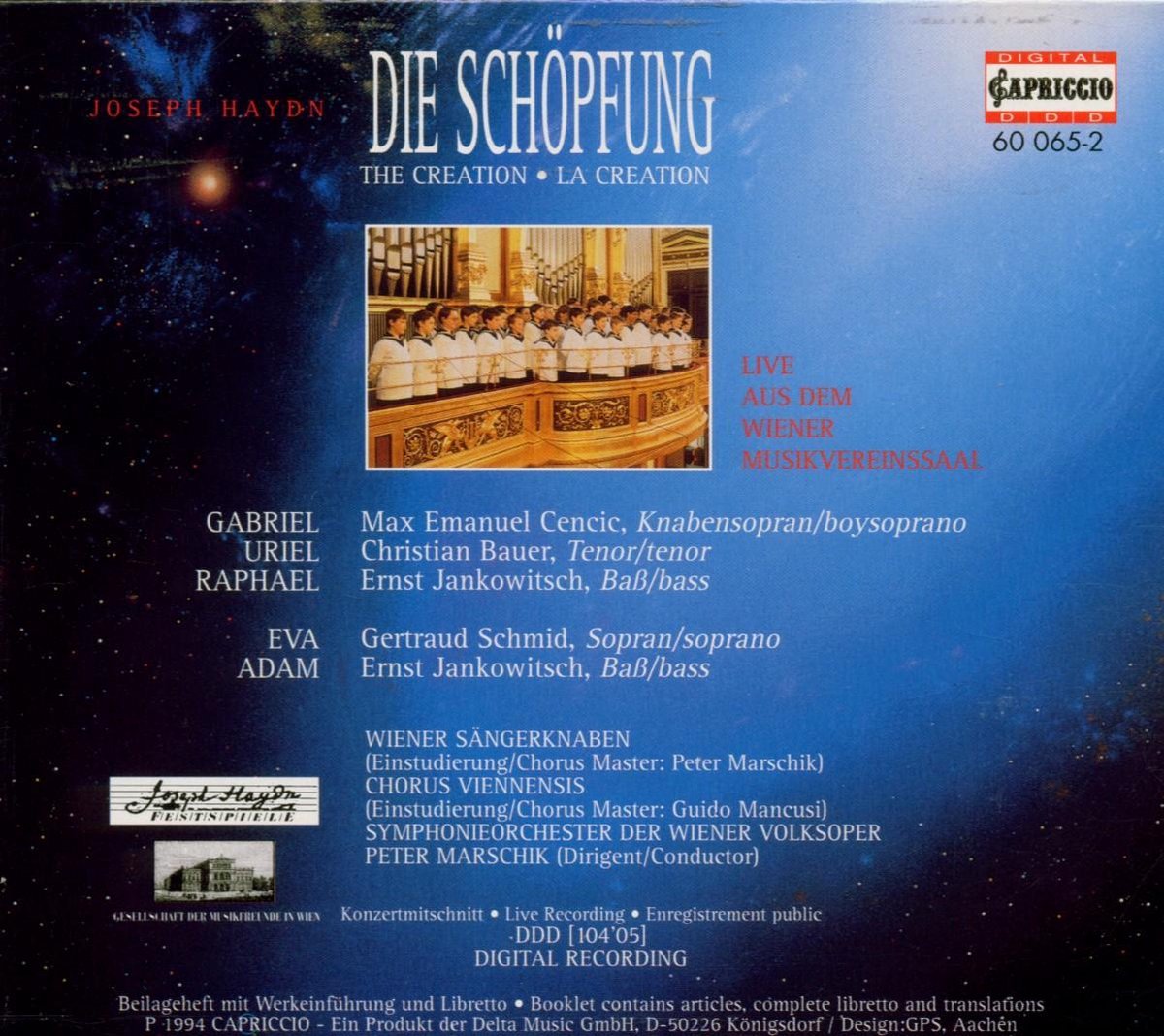 Wiener Sängerknaben, Chorus Viennensis, Peter Marschik Haydn The Creation (CD),...