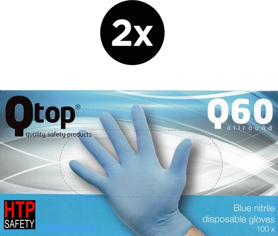 Qtop Q40 Nitril Wegwerp Handschoenen Blauw Maat L Set à 2 Doosjes