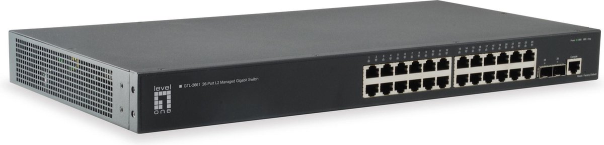 LevelOne GTL-2661 26-Port L2 Managed Gigabit Switch [24x GE, 2x 10GbE SFP+, VLAN, QoS, MAC, Jumbo]