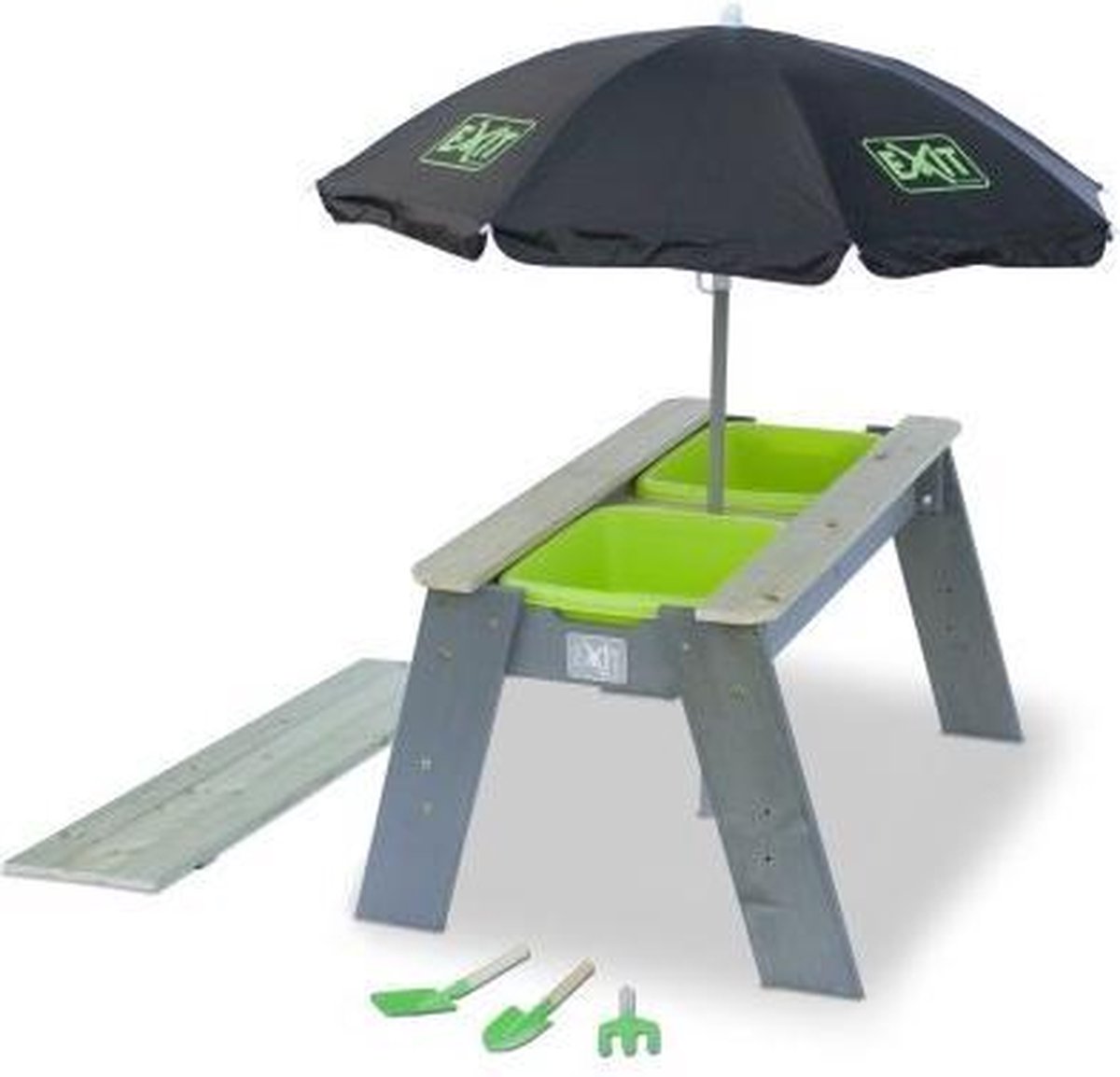 EXIT Aksent zand- en watertafel met parasol en tuingereedschap