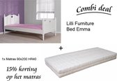 Lilli Furniture - Emma kinderbed - Inclusief HR40 koudschuim matras - inclusief lattenbodem -  90x200cm - Wit