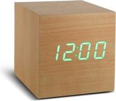 Cube Click Clock wekker beuken - groene - led