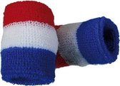 Zweetbandjes pols rood wit blauw 2 stuks